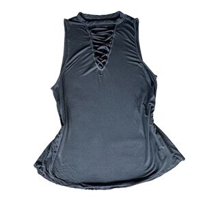 AE | Soft & Sexy Grey Lace Cross Front V-Neck Tank Top XL